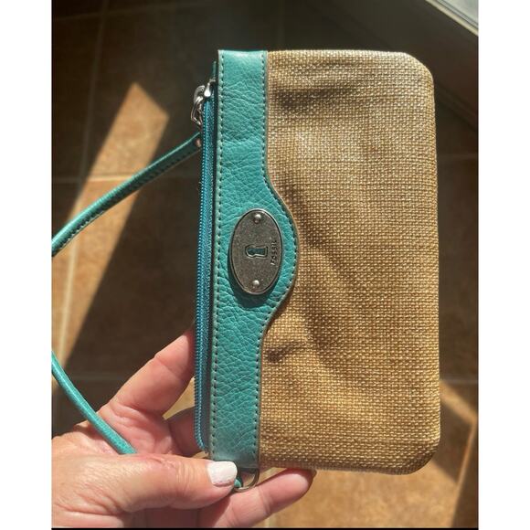 Fossil Key-Per Wristlet teal and beige - Picture 3 of 13